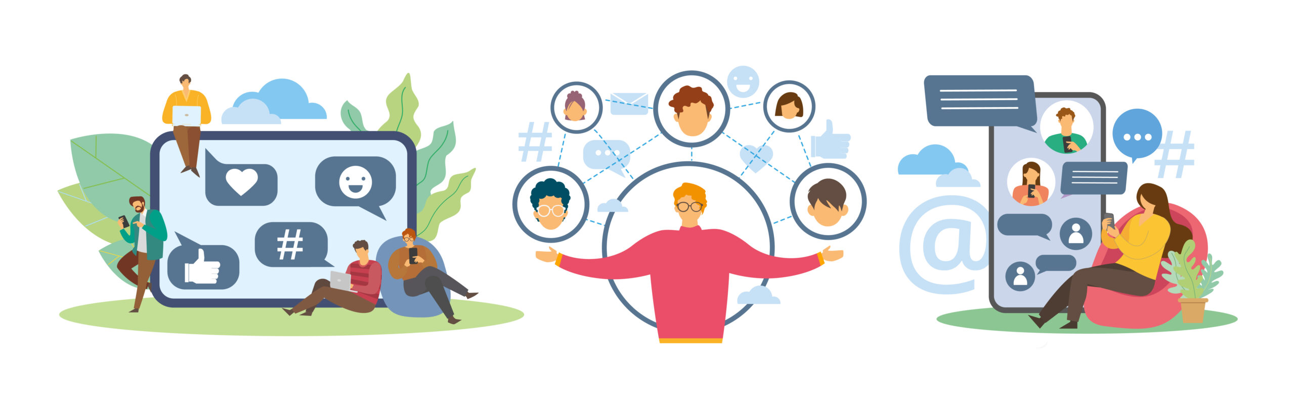 Smartphone chat communication between a girl and a man. Smartphone apps flat icon design. Connected on mobile device infographics.